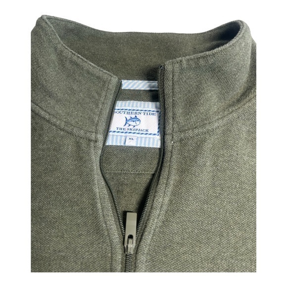 Southern Tide Mens‎ 1/4 Zip Pullover XL Army Green Cotton Blend - Picture 2 of 5